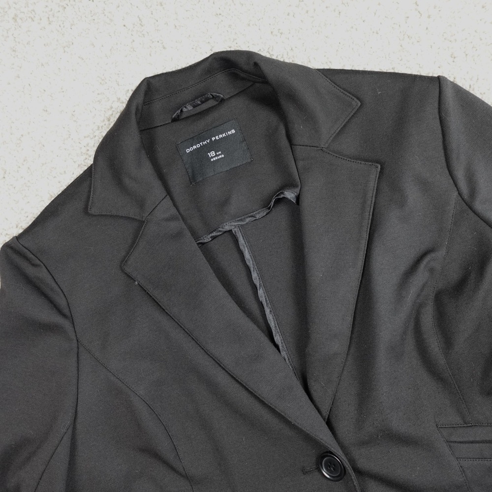 Dorothy Perkins Womens Black Single Button Peplum Blazer Jacket Size UK 18 US 14